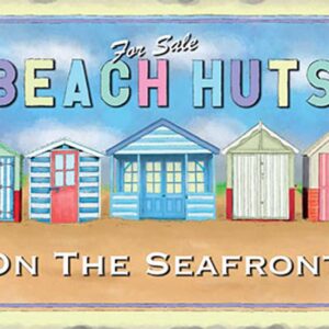 Beach Huts For Sale Real Estate Metal Sign Travel Decor Vintage Style 12 x 9